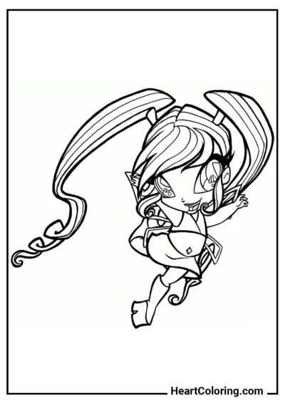 Bavardage des Pixies - Coloriage Winx Club