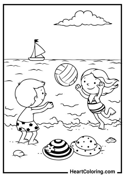 Volleyball de plage - Coloriage Été