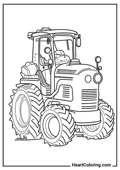 Stylowy traktor rolniczy — kolorowanka dla dziewczynek i chłopców