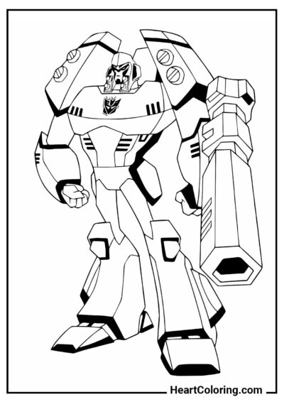 Hochwertiges Kinder-Ausmalbild Kampf-Transformer-Roboter aus der Kategorie "Ausmalbilder von Roboter"