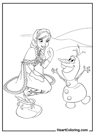 Anna e Olaf - Desenhos para Colorir para Meninas