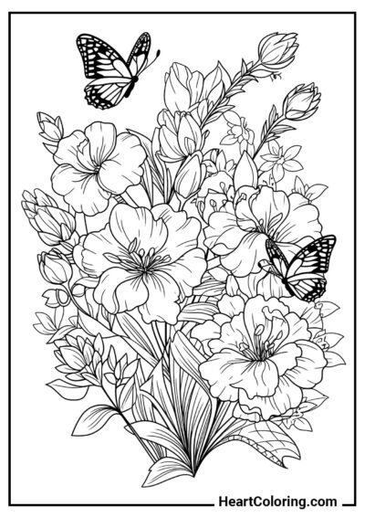 Desenho interativo: Arranjo floral para pintar