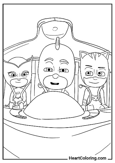 Pidżamersi na latającym statku Ciekawa kolorowanka Pidżamersi na latającym statku — pobierz za darmo