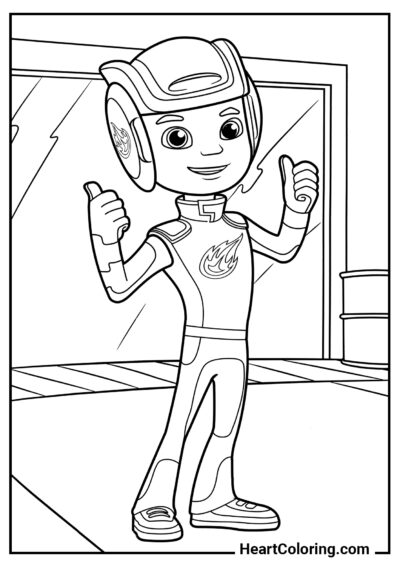 AJ is ready to race - Blaze and the  Monster Machines Coloring Pages