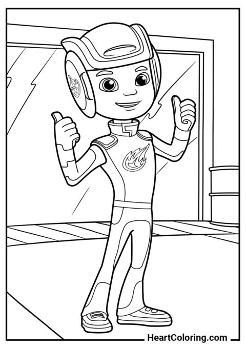 AJ is ready to race - Blaze and the  Monster Machines Coloring Pages