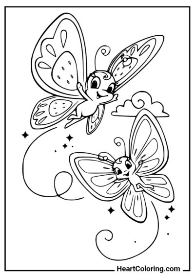 Jolies papillons - Coloriages pour Filles