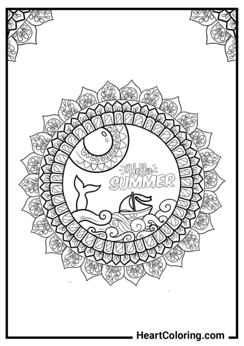 Mandala du soleil - Coloriage Été