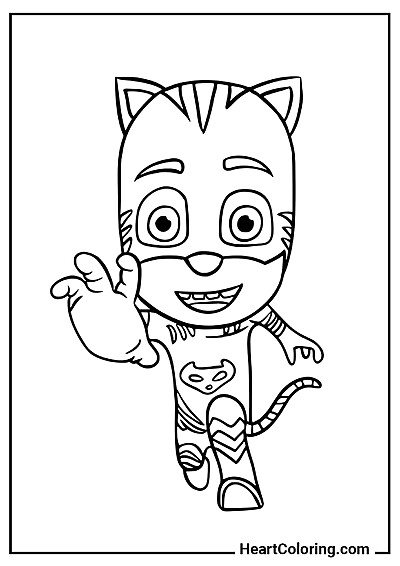 Kotboy w szybkim pościgu Kolorowanka Kotboy w szybkim pościgu — darmowe pliki PDF i JPG