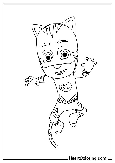 Кэтбой прыгает от радости Кэтбой прыгает от радости — раскраска для малышей и школьников