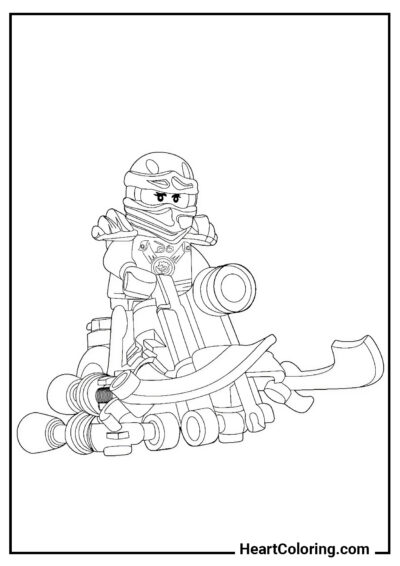 Ninja na Moto Voadora - Desenhos de LEGO Ninjago para Colorir