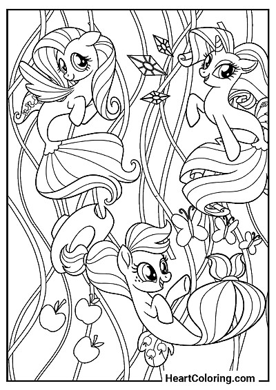 Zabawna kolorowanka My Little Pony – Ponie morskie — wydrukuj w domu