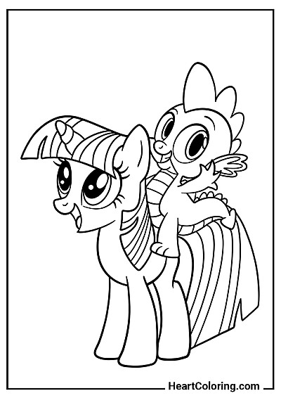 Spike jadący na Twilight Sparkle — plik PDF w wysokiej rozdzielczości