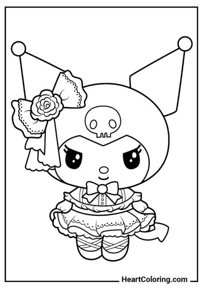 Kuromi’s holiday outfit - Kuromi Coloring Pages