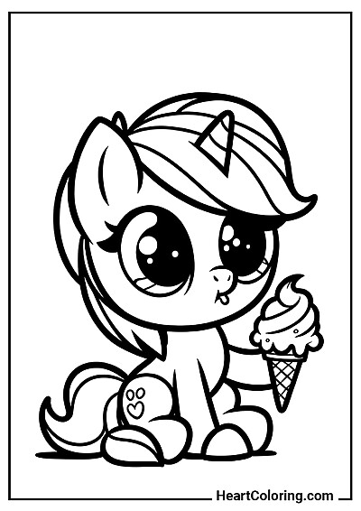 Domowa kolorowanka Chibi Ponie z lodami — format PDF