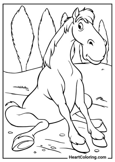 Confused horse - Horses and Ponies Coloring Pages