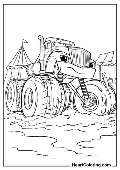 Crusher in rage - Blaze and the  Monster Machines Coloring Pages