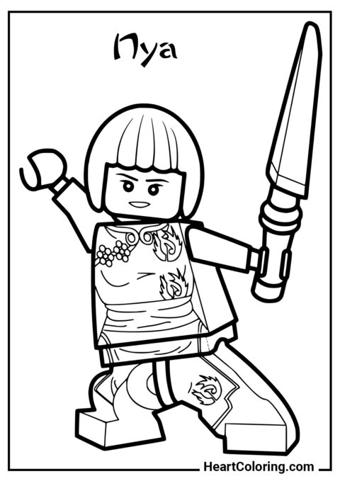 Nya with a sword - LEGO Ninjago Coloring Pages