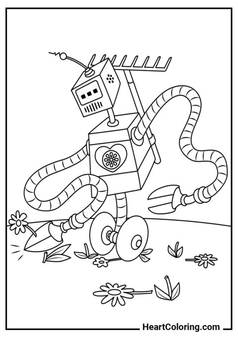 Robot jardinier - Coloriage Robot
