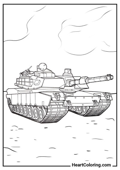 Tanque americano M1 Abrams - Desenhos de Tanque para Colorir
