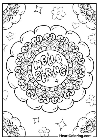 Hello Spring - Spring Coloring Pages