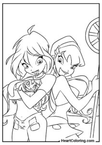 Bloom and Stella Having Fun – free printable coloring page