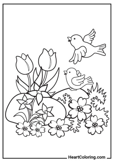 Composición de primavera - Dibujos de Primavera para Colorear
