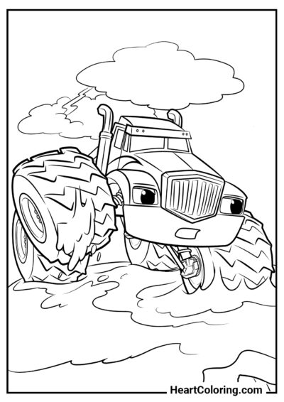 Crusher is stuck - Blaze and the  Monster Machines Coloring Pages