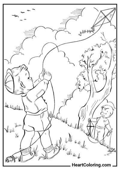Kite - Spring Coloring Pages