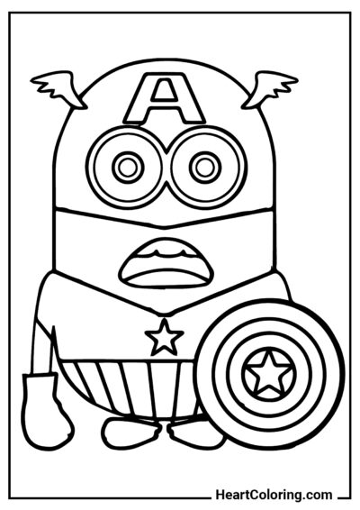 Minion vestido como Capitão América - Desenhos para Colorir para Meninos