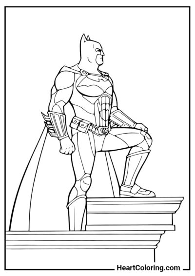 Batman regarde autour de la ville - Coloriages de Batman