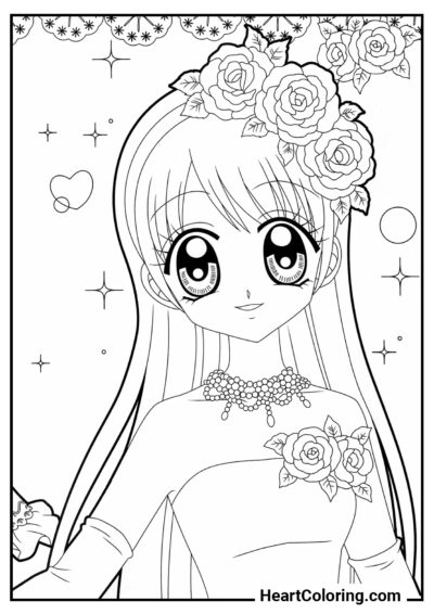 Noiva - Desenhos de Meninas de Anime para Colorir