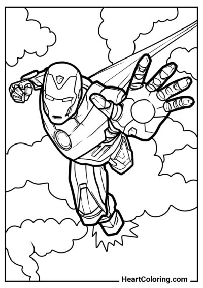 Flight of Iron Man - Iron Man Coloring Pages