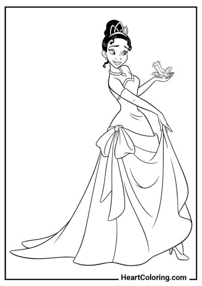 A Princesa e o Sapo - Desenhos de Princesas da Disney para Colorir