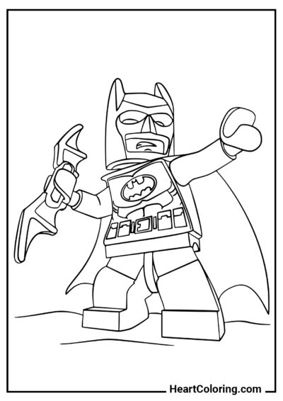 Batman LEGO com Batarangue - Desenhos do Batman para Colorir