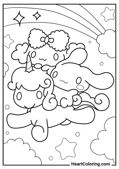 Chevaucher une licorne - Coloriage Cinnamoroll