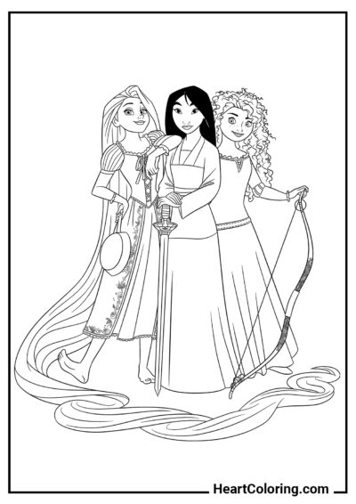 Brave princesses - Disney Princess Coloring Pages