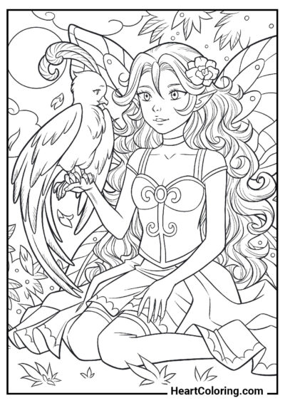 Fairy in nature - Adult Coloring Pages