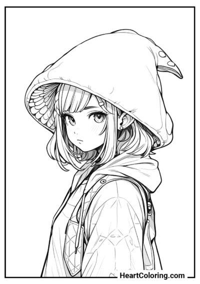 Funny outfit - Anime Girl Coloring Pages