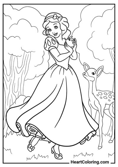 Biancaneve nella foresta - Disegni delle Principesse Disney da Colorare