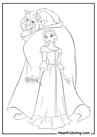 La bella y la bestia - Dibujos de Princesas de Disney para Colorear