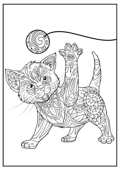 Gatinho brincalhão - Desenhos Antiestresse para Colorir