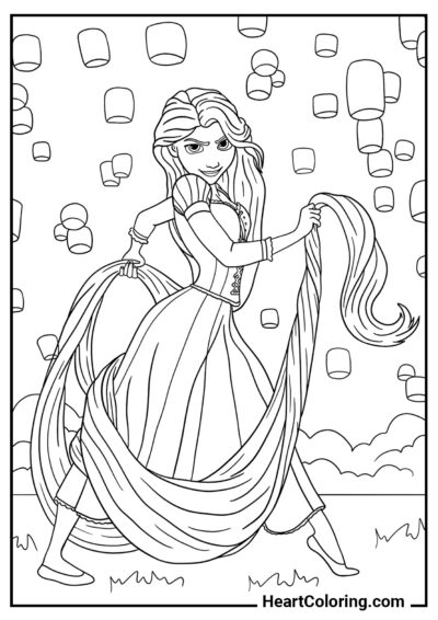 Posizione di combattimento di Rapunzel - Disegni delle Principesse Disney da Colorare