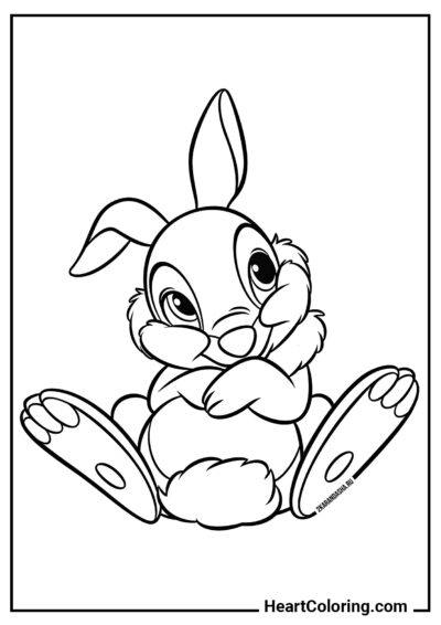 Funny bunny on his back - Bunnies and Rabbits Coloring Pages