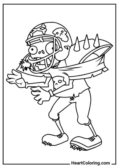 Football Zombie - Plants vs. Zombies Coloring Pages