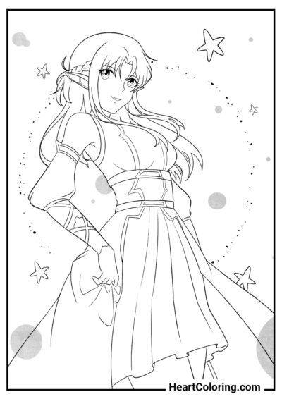 Beautiful anime elf - Anime Girl Coloring Pages