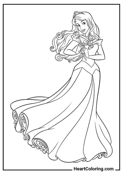 Aurora con una rosa - Coloriages Disney Princesses