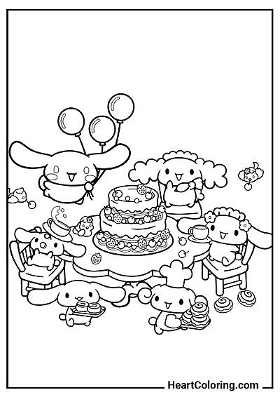 Kolorowanka Czas na świętowanie urodzin z kategorii: Kolorowanki Cinnamoroll