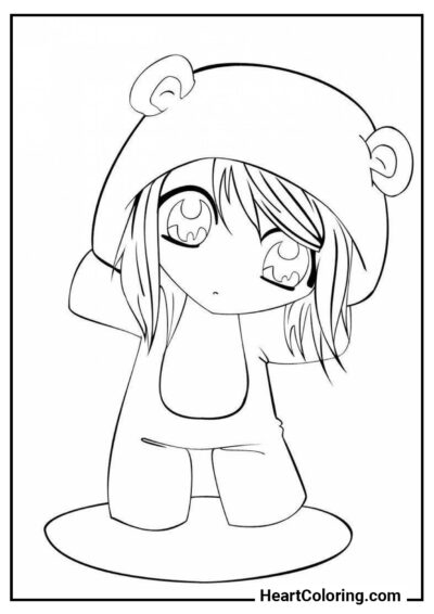 Funny bear costume - Anime Girl Coloring Pages