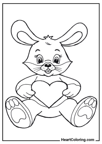 Кролик с сердечком - Раскраски Зайчиков и Кроликов
