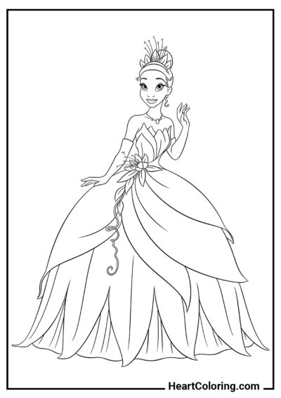 Princesa Tiana - Dibujos de Princesas de Disney para Colorear
